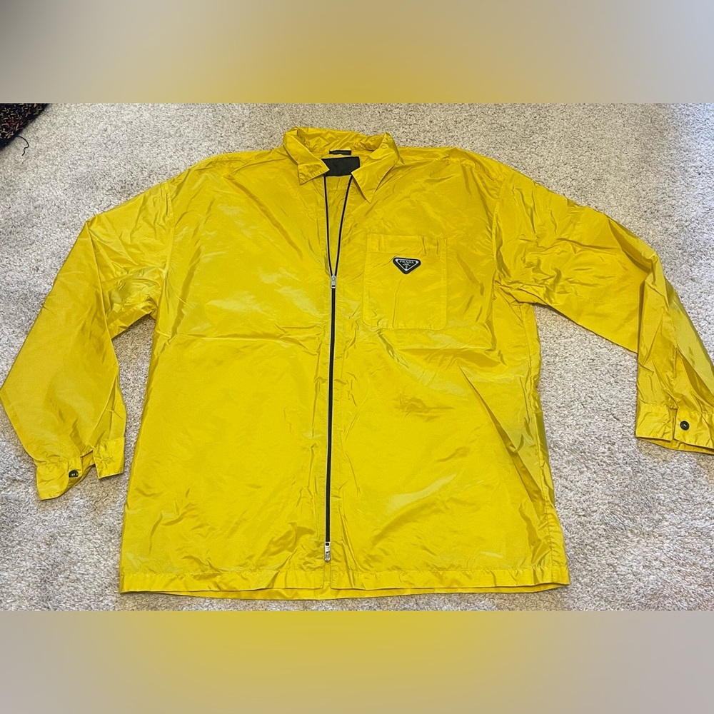 Prada Yellow Nylon Windbreaker Jacket Size L